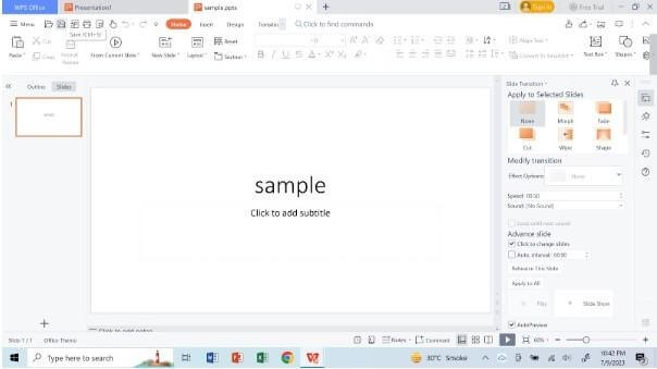 تعديل PPT في WPS Slides
