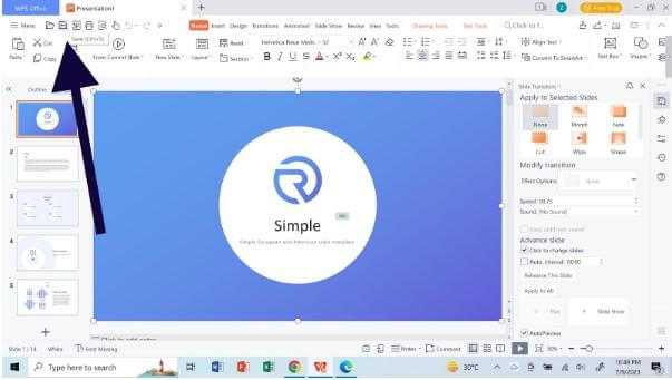 حفظ قالب مخصص في WPS Slides