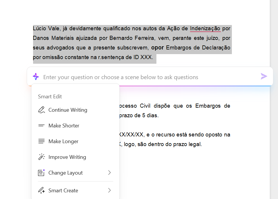 AI do WPS Office em cima do embargo de declaração