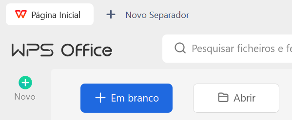 abrindo um documento de texto no WPS