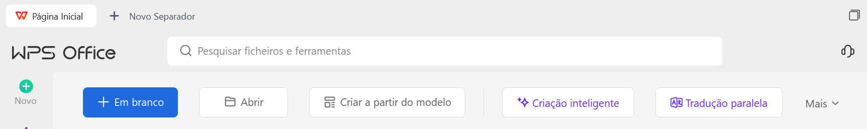 criar a partir de modelo no WPS
