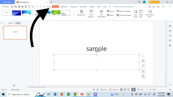 علامة تبويب التصميم في WPS Presentation