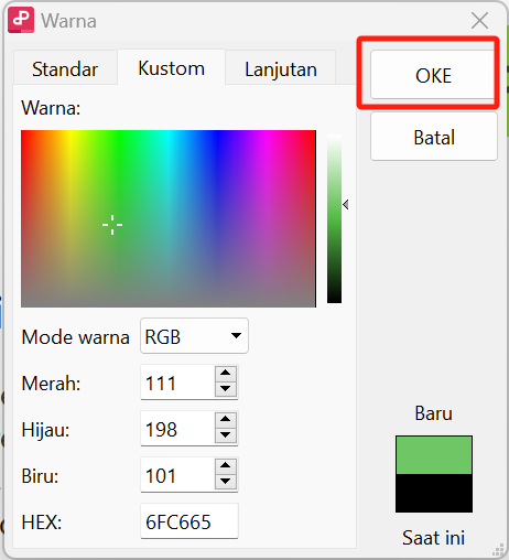 Atur warna Area Sorotan kustom WPS PDF