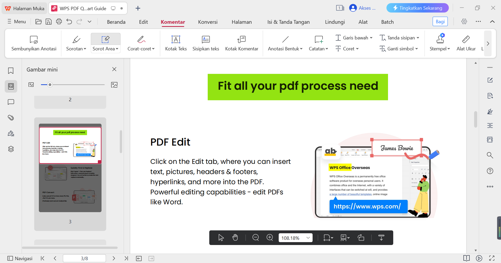 Ubah warna area Sorotan WPS PDF