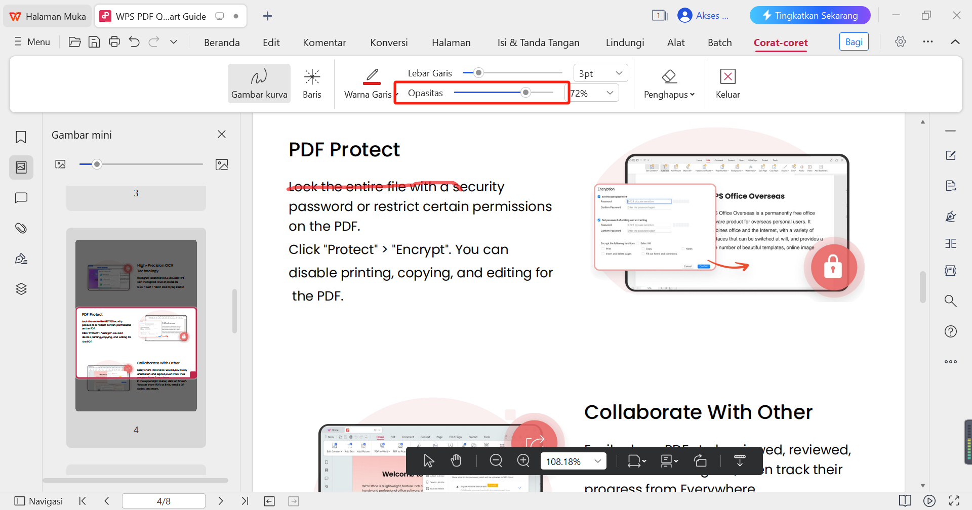  Ubah Opasitas menggambar WPS PDF