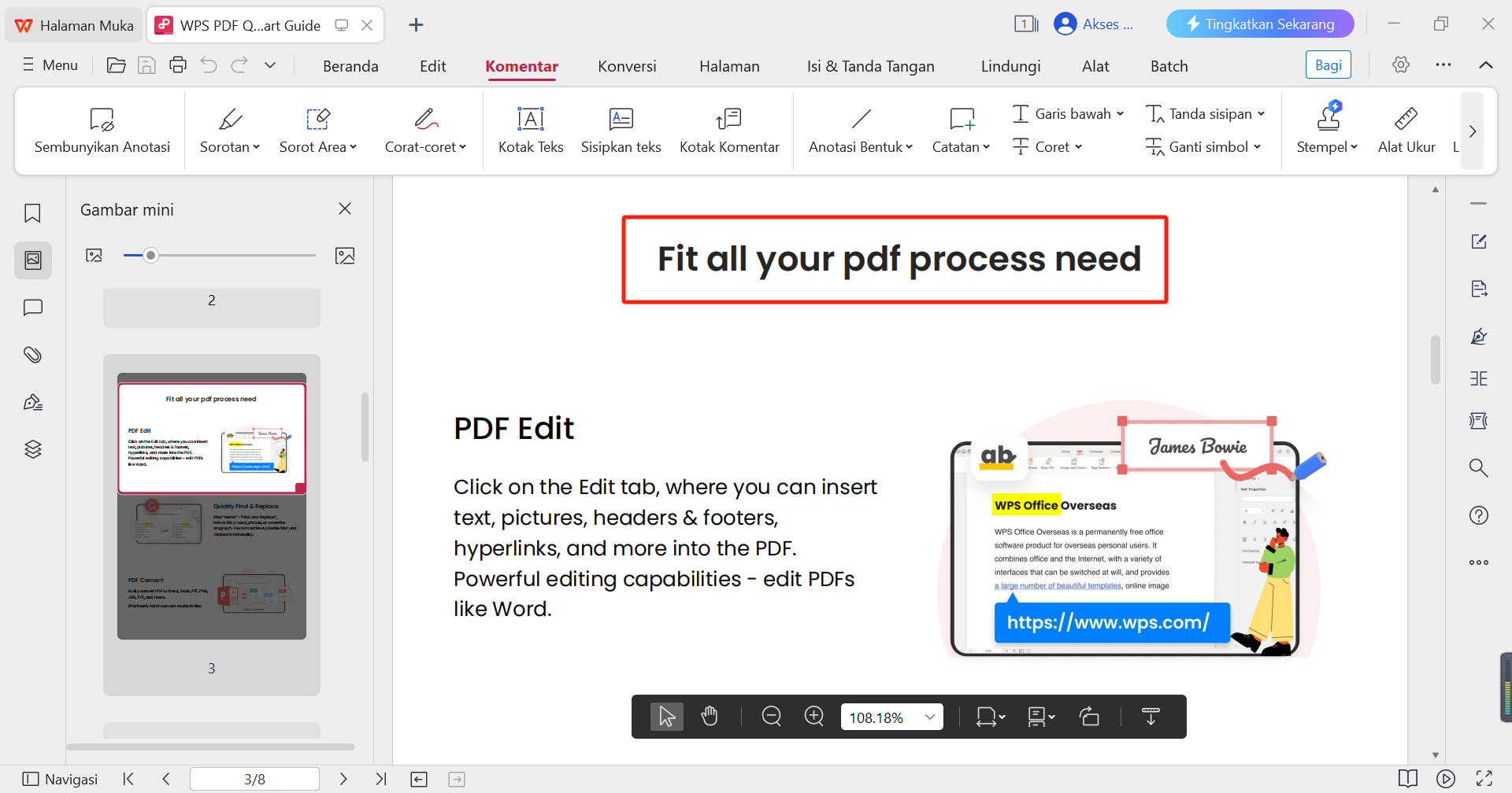 Pilih Area Sorotan WPS PDF