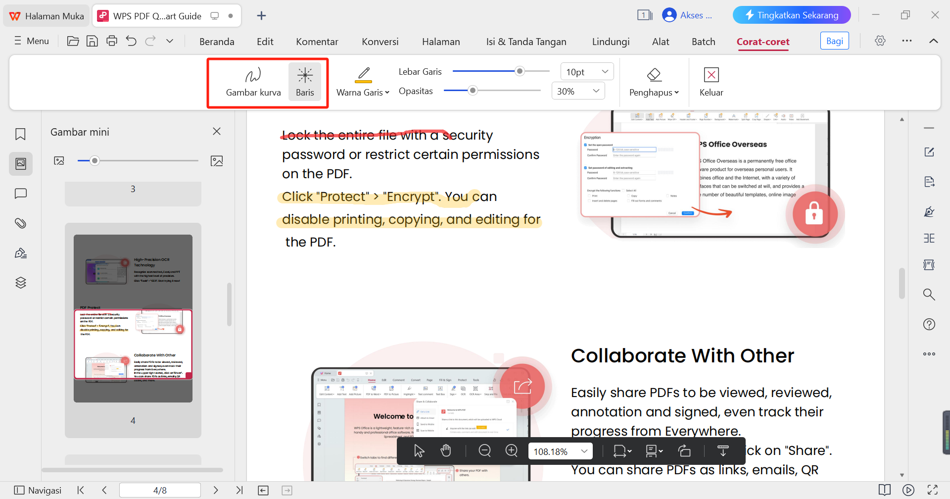 Opsi Menggambar WPS PDF