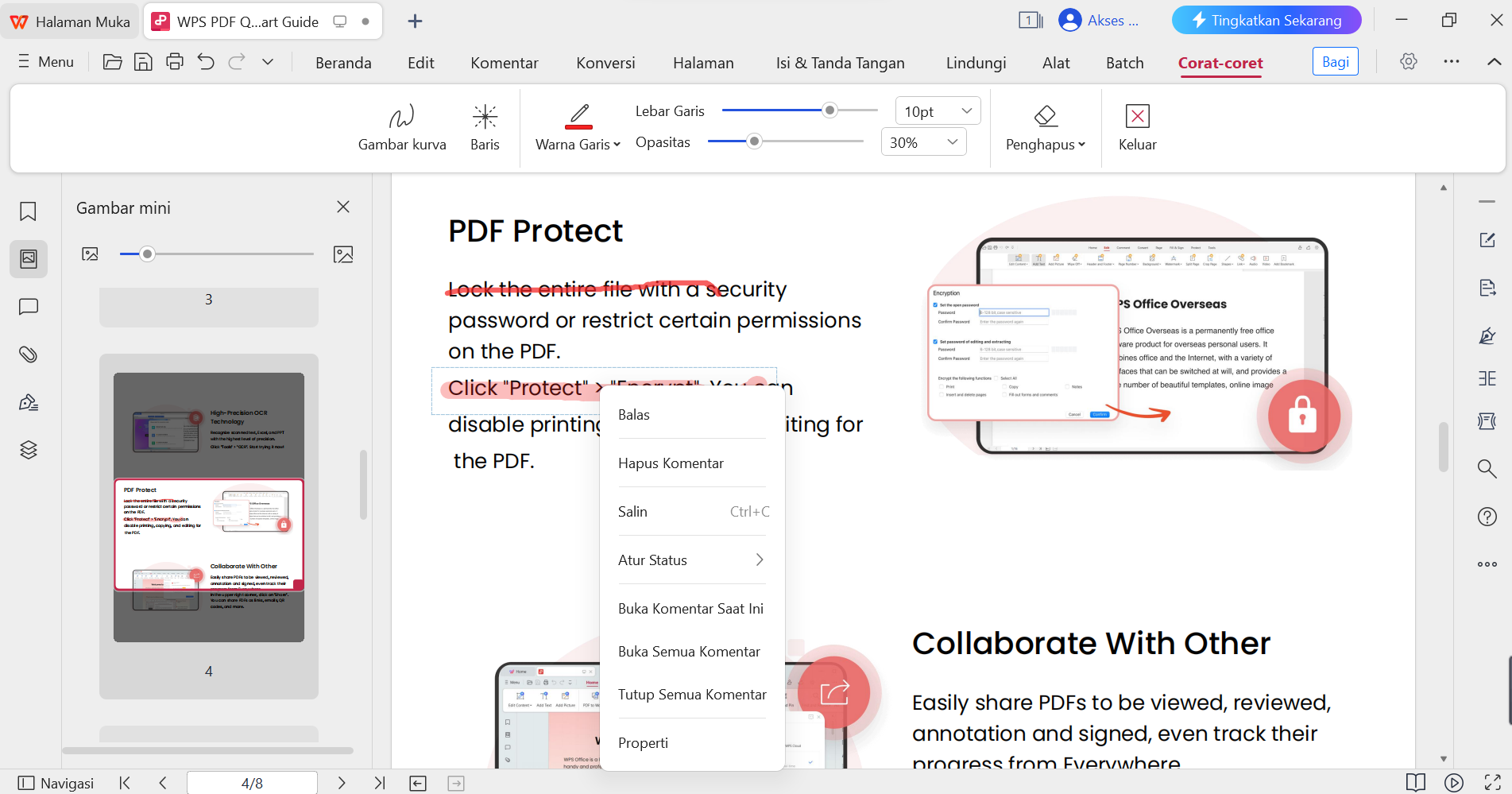 Hapus komentar WPS PDF