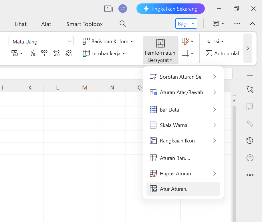 Atur Aturan Format Kondisional WPS Spreadsheet