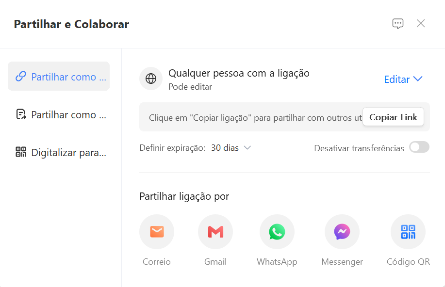  ferramenta de compartilhamento do WPS