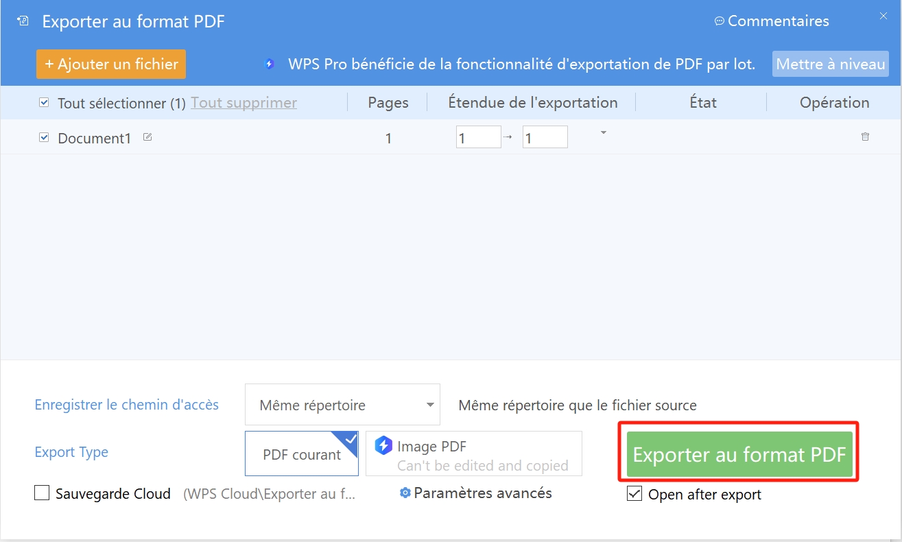 Exporter au format PDF