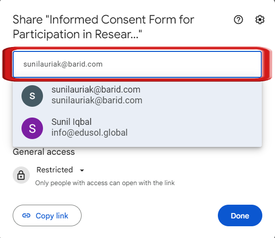 Inserisci l'indirizzo email