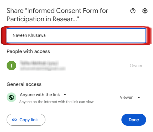Inserisci l'email con cui condividere il documento
