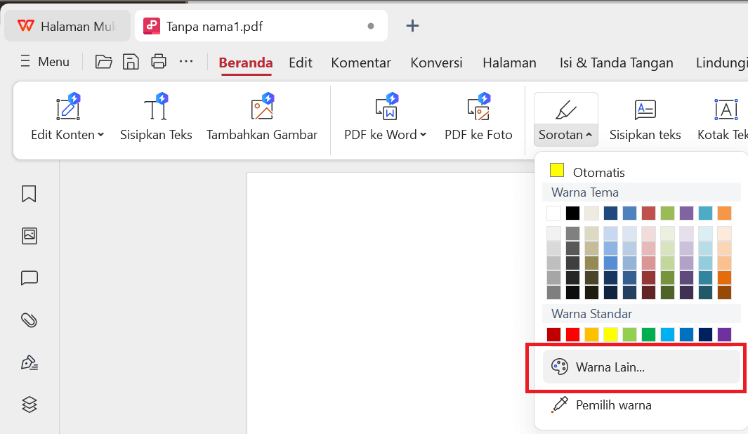 Warna Highlighter Lainnya WPS PDF