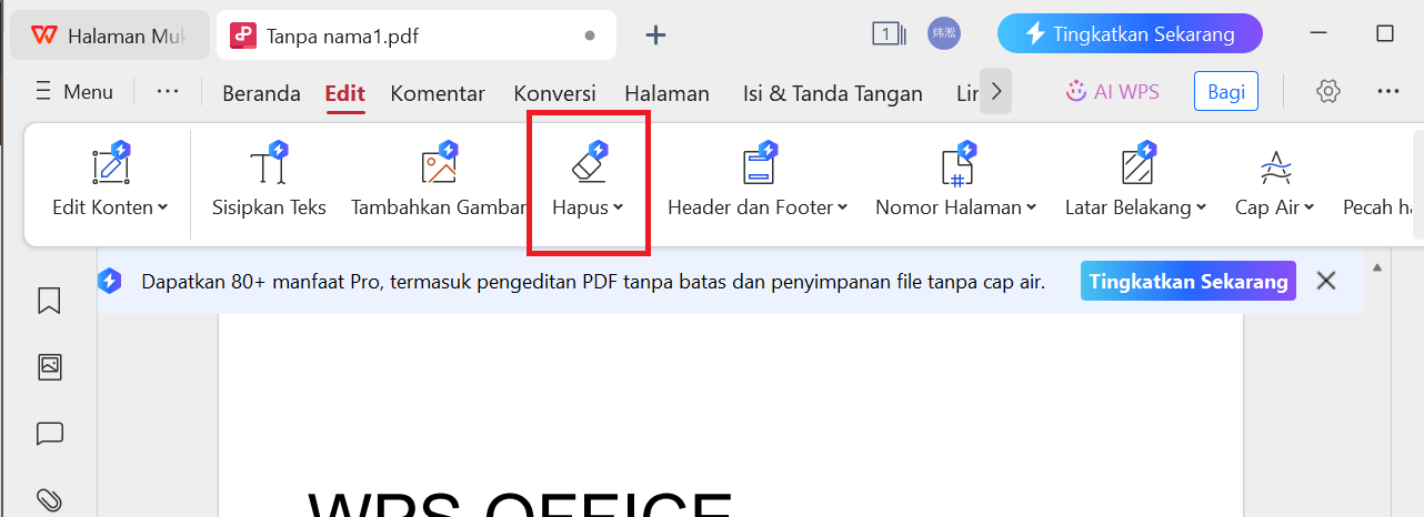 Alt teks: Alat Penghapus PDF WPS