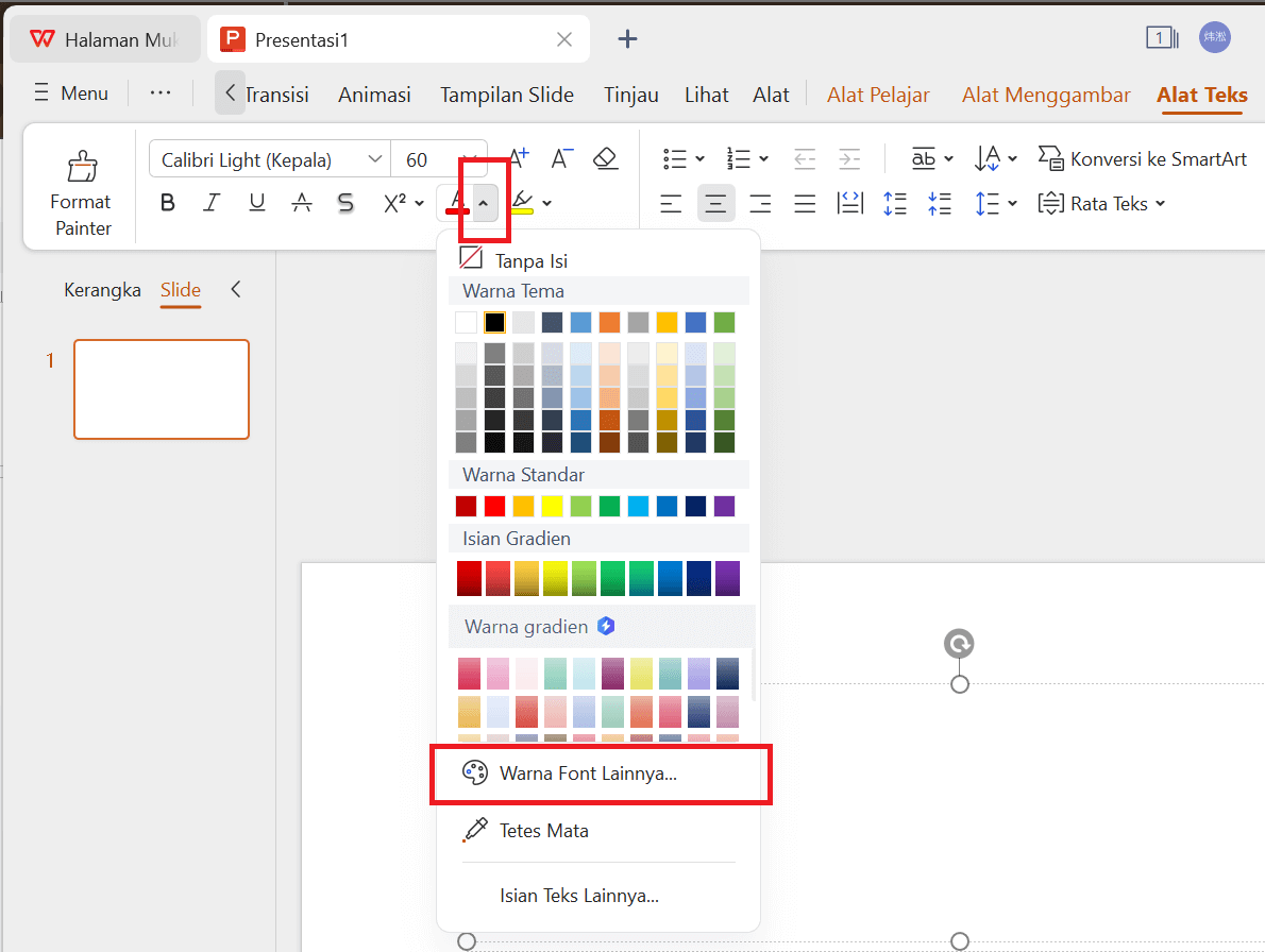 Warna Stabilo di WPS Presentation