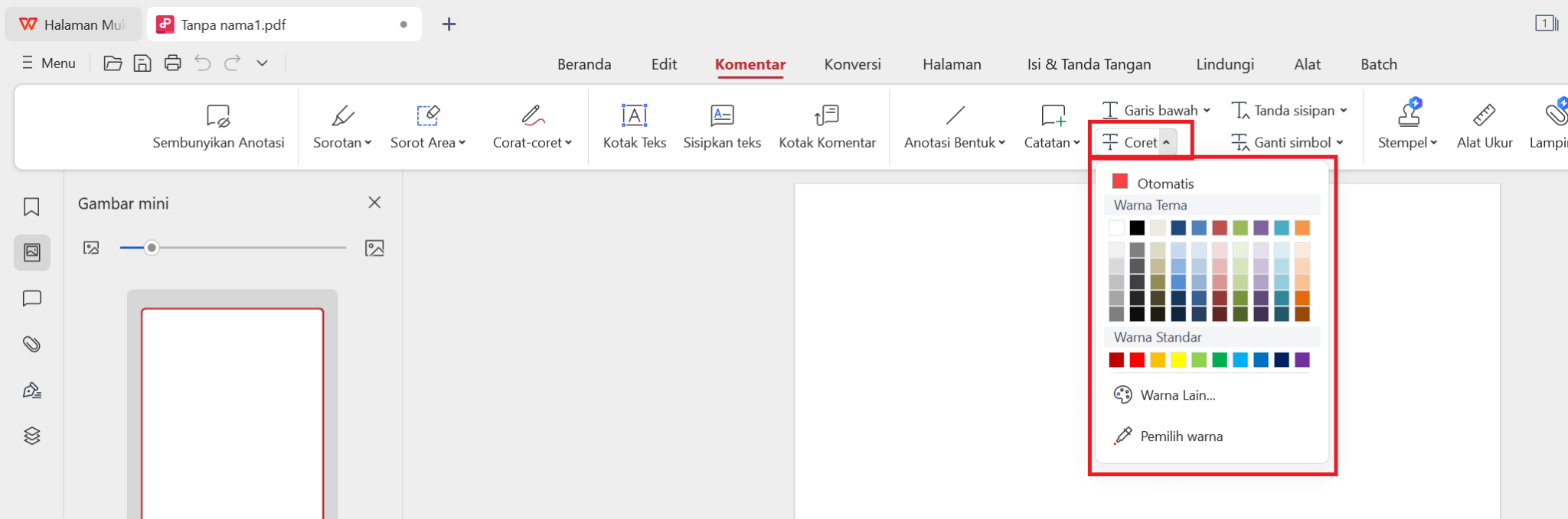 Ubah Warna Melintangi