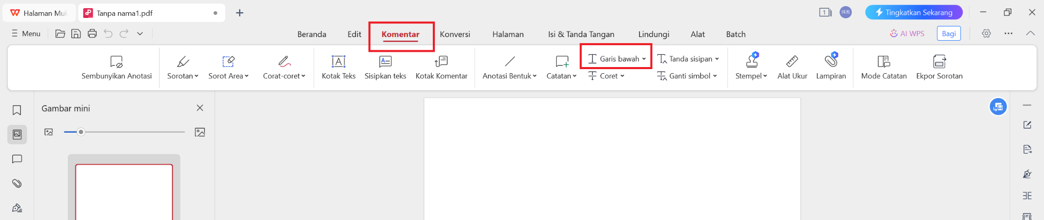 Alat Garisbawahi PDF WPS