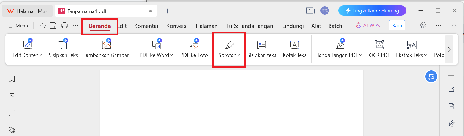 Opsi Highlighter WPS PDF