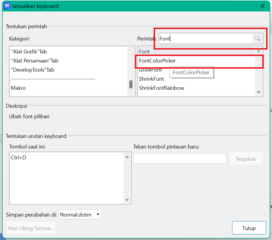 Pintasan Warna Font WPS Writer