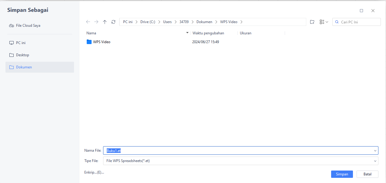 Menyimpan pekerjaan Anda di WPS