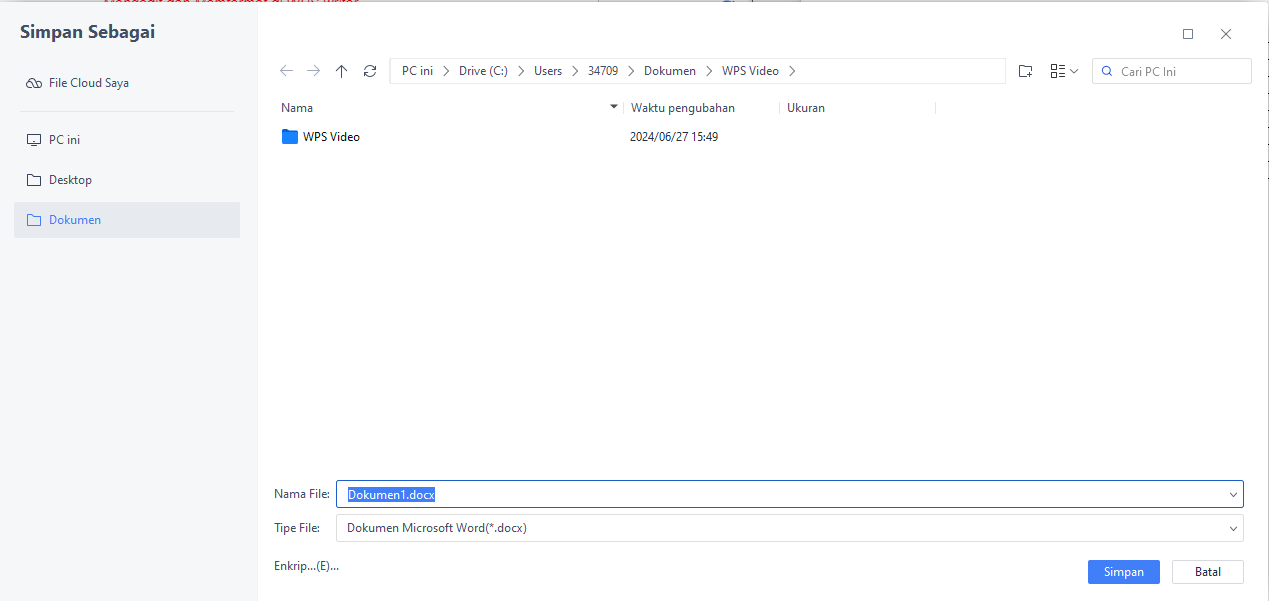 Menyimpan dokumen di WPS writer
