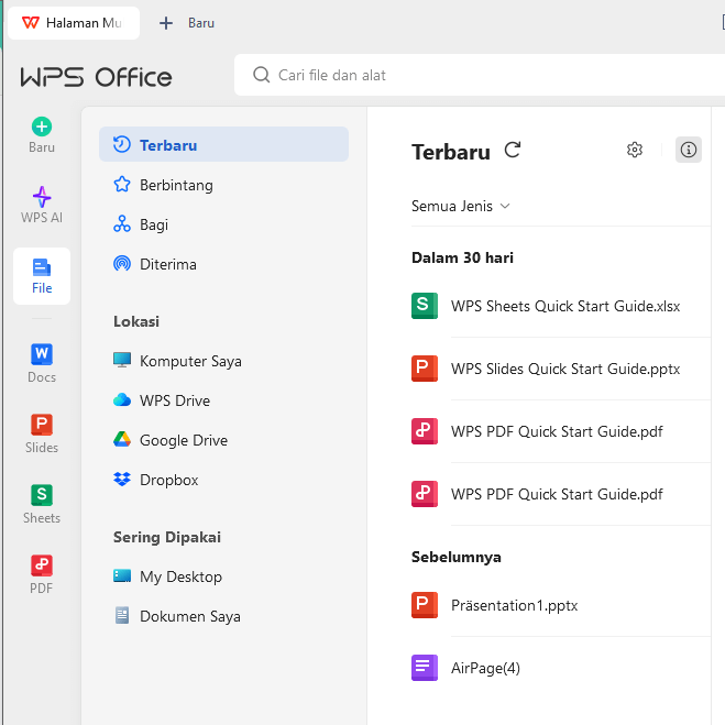 Meluncurkan WPS writer