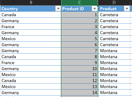 Click on the column header
