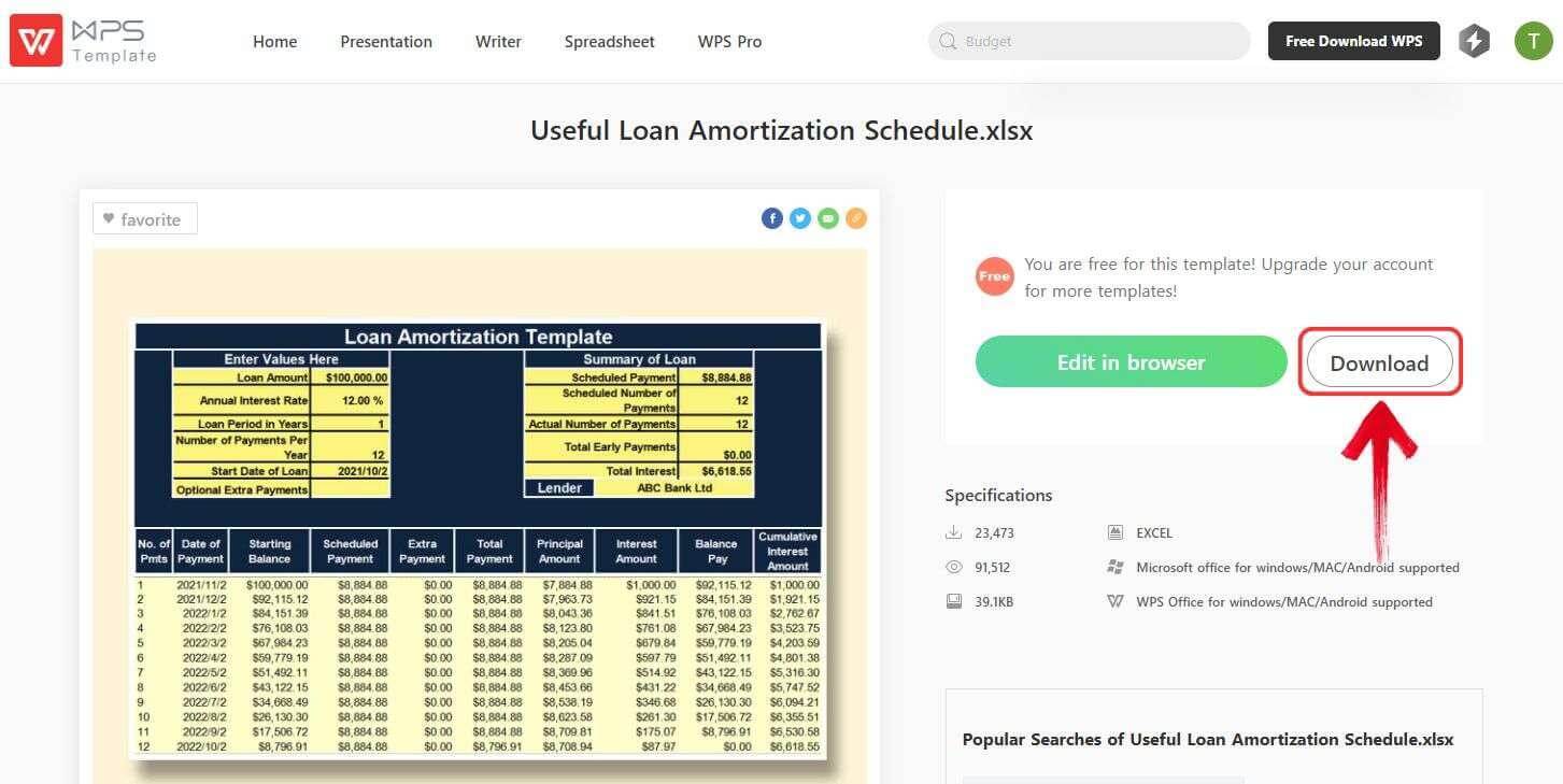 Download Loan Amortization template