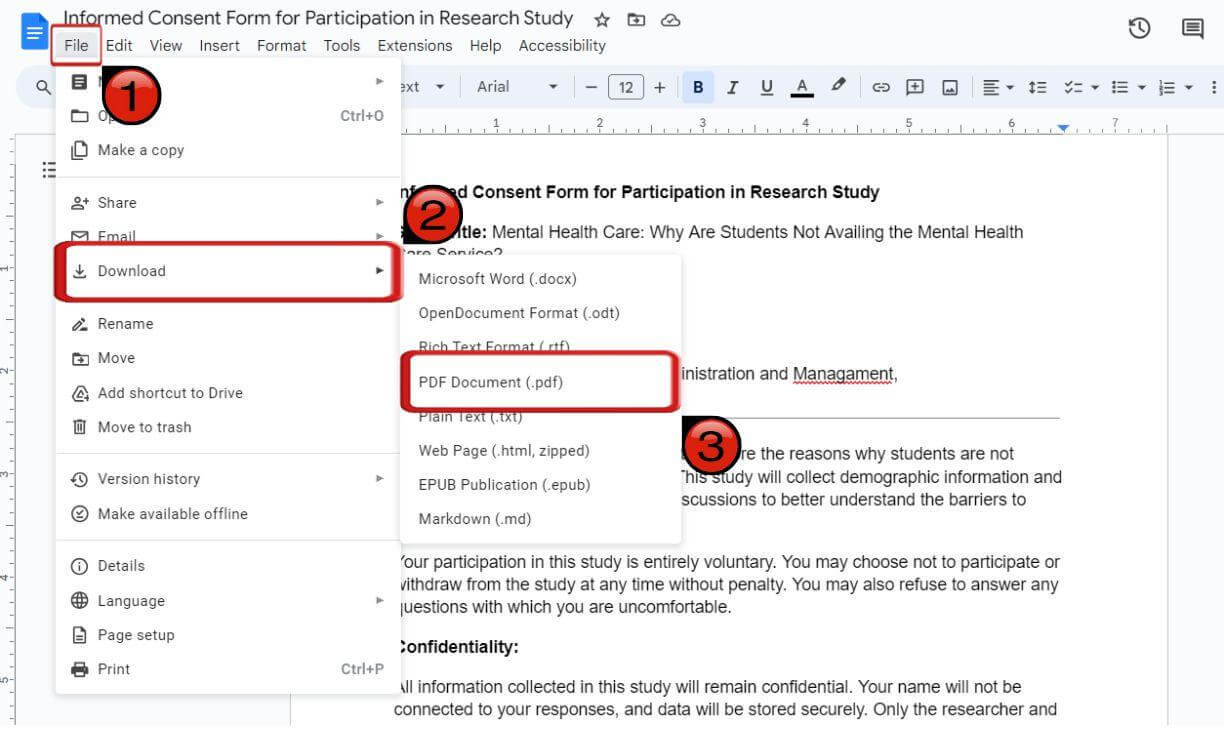 Unduh Google Doc sebagai PDF