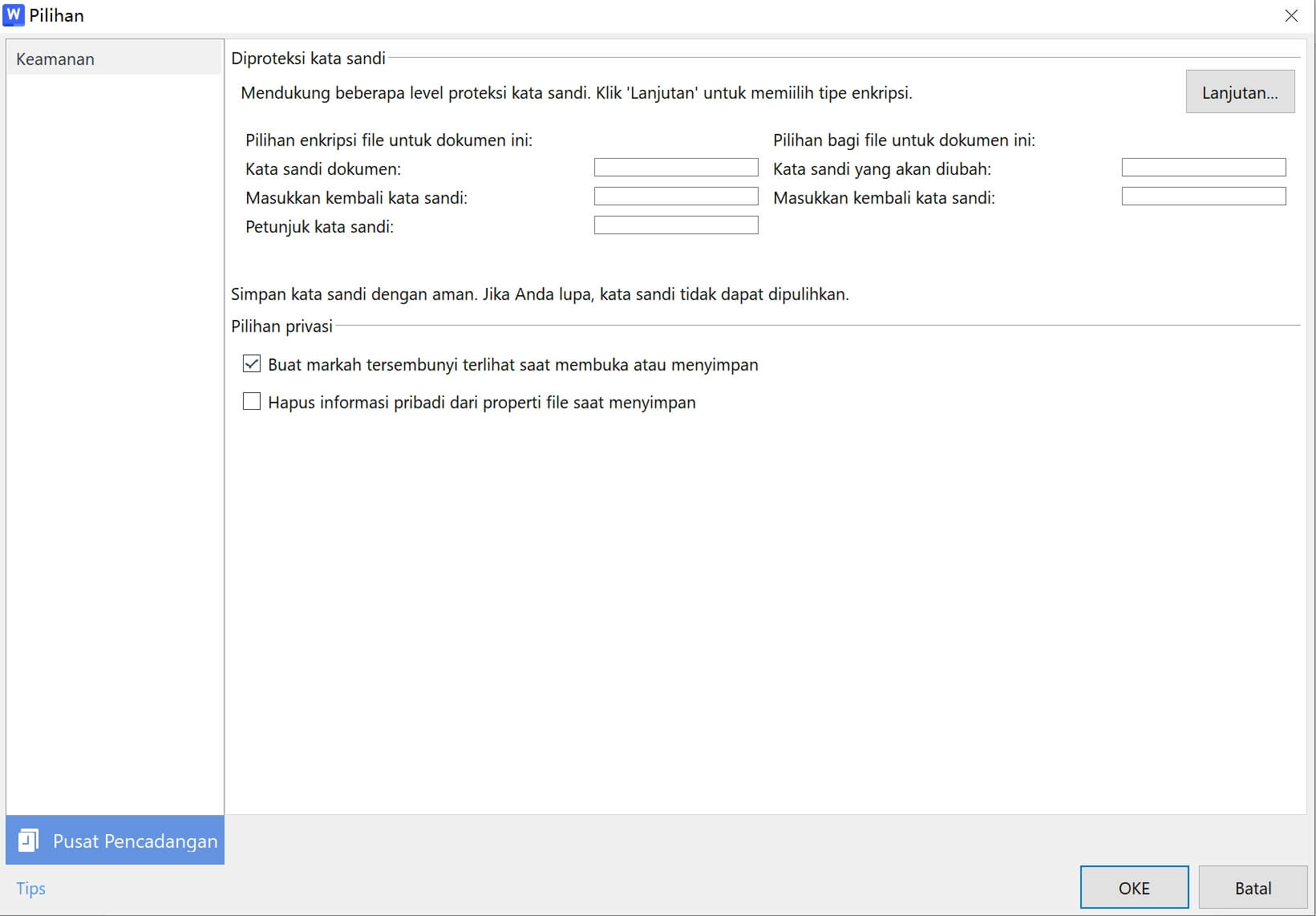  Enkripsi Dokumen WPS Office