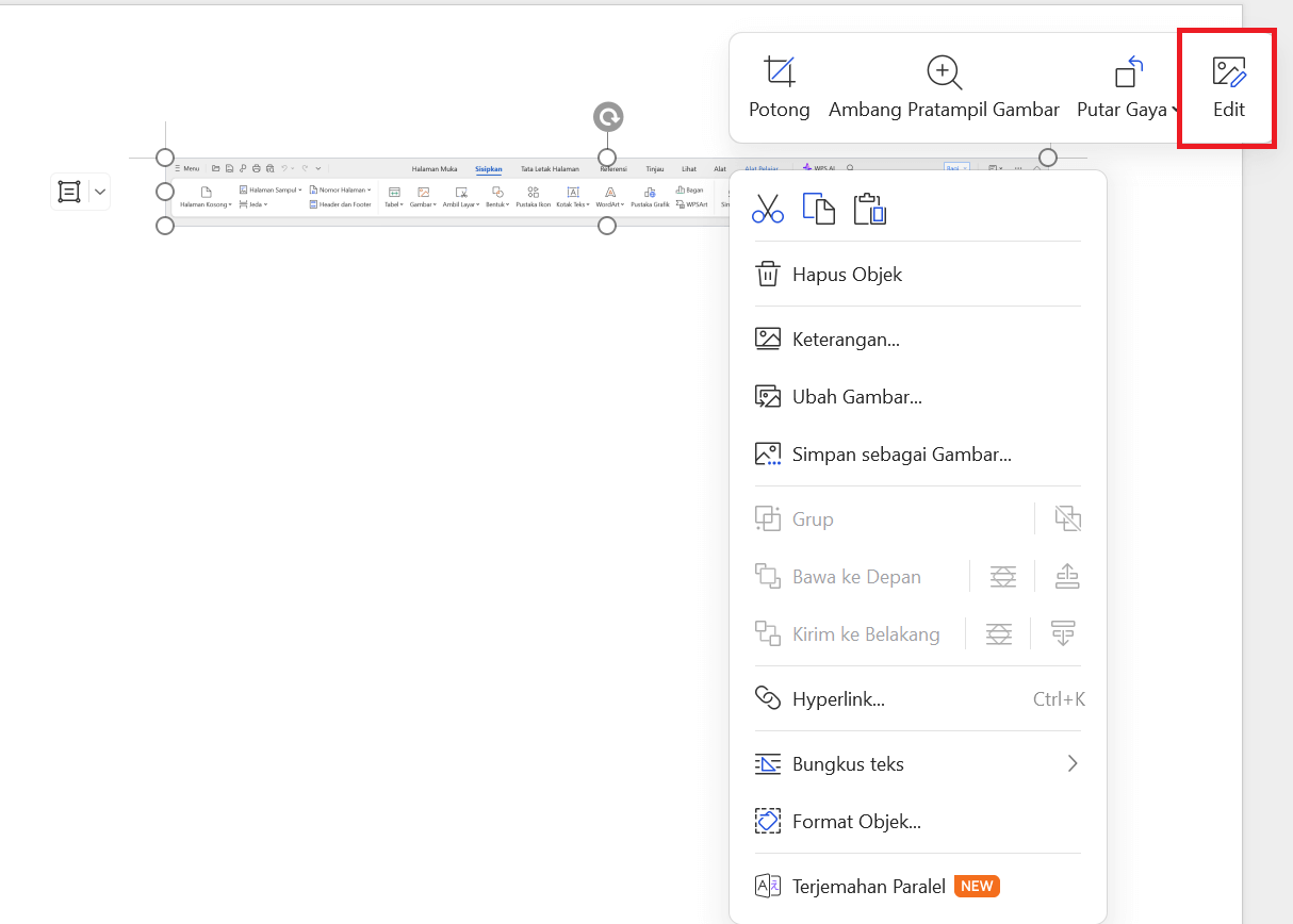 Edit gambar di WPS Writer