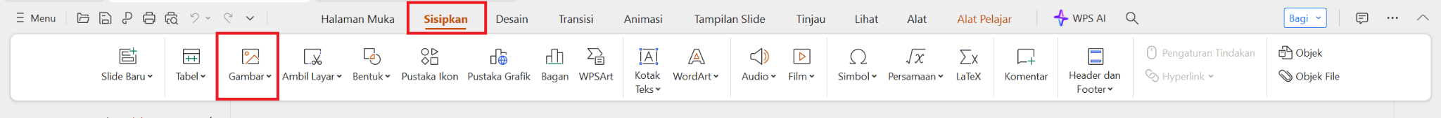 Tab Insert WPS Presentation