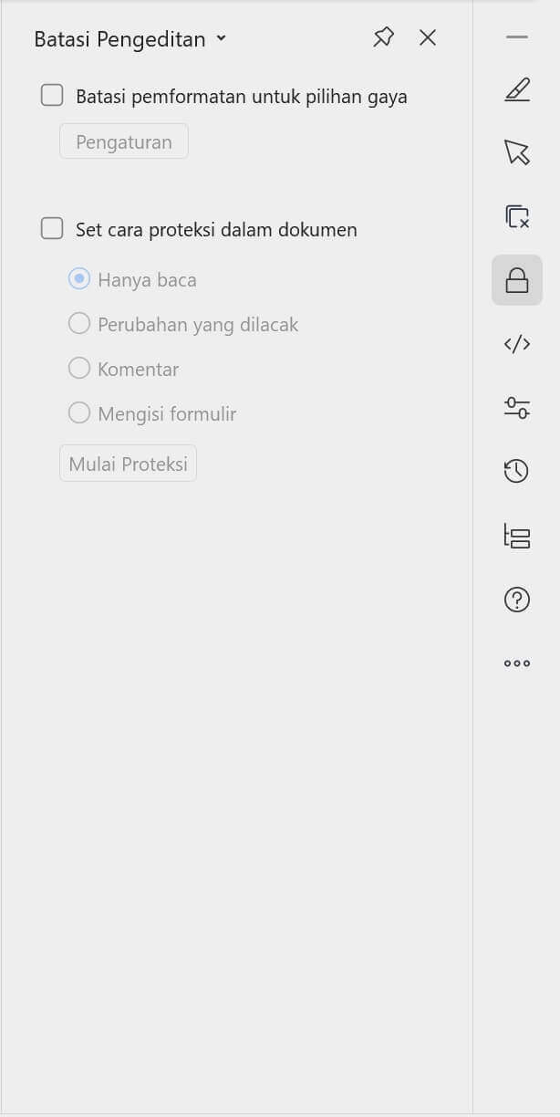 Panel Batasi Pengeditan WPS Office
