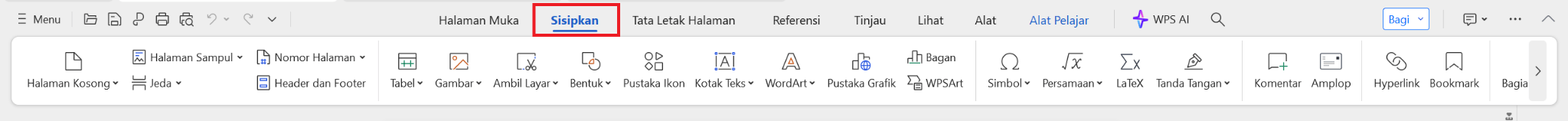 Tab Insert WPS Writer