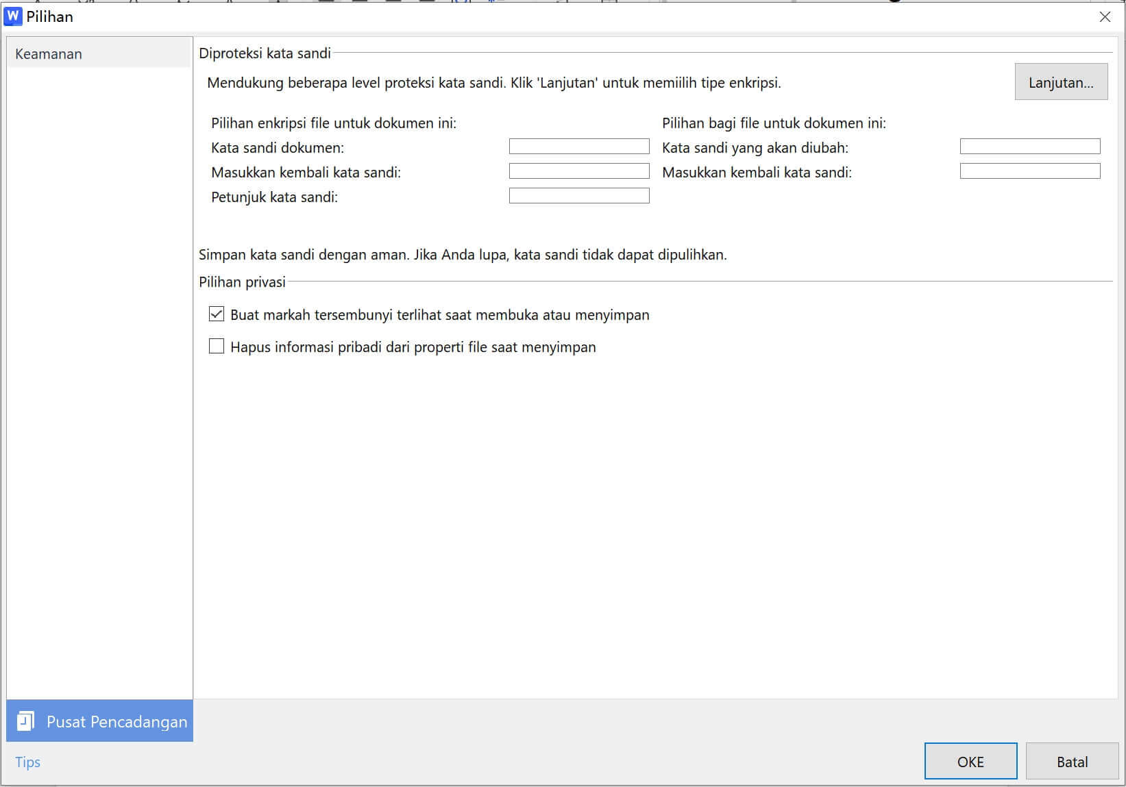 Enkripsi Dokumen WPS Office