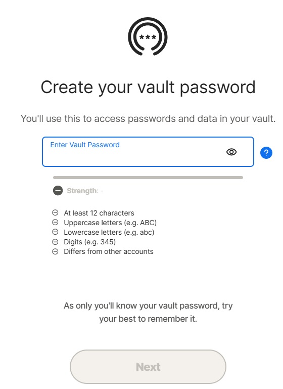 Set vault password
