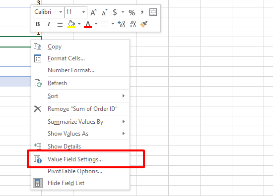 Select “Value Field Settings.”