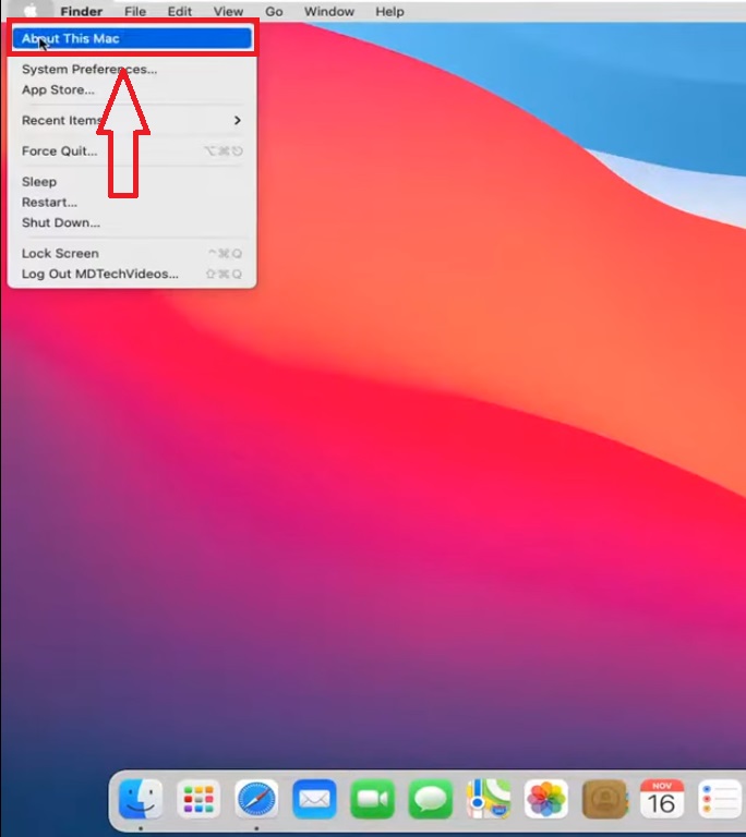 Click on the About This Mac