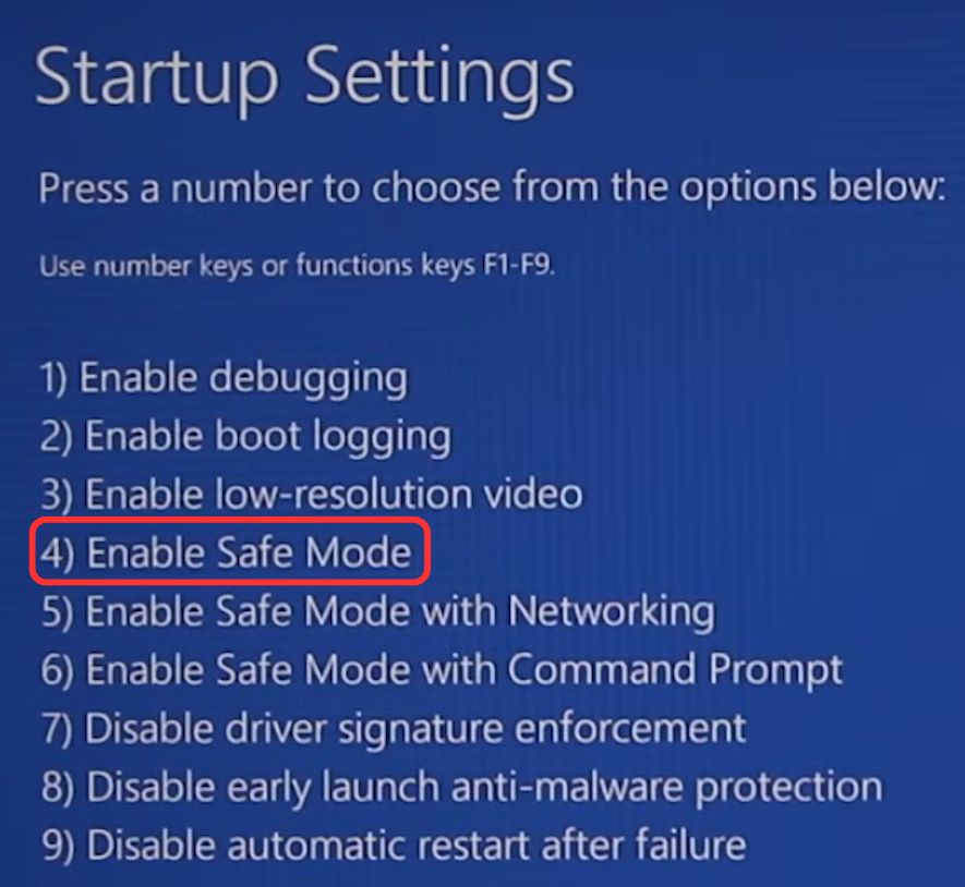 Press 4 for Safe Mode