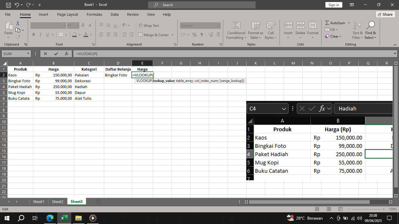 Sintaks rumus VLOOKUP Excel