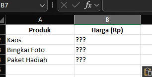Data yang akan dicari menggunakan VLOOKUP