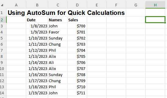 Menggunakan AutoSum untuk perhitungan cepat