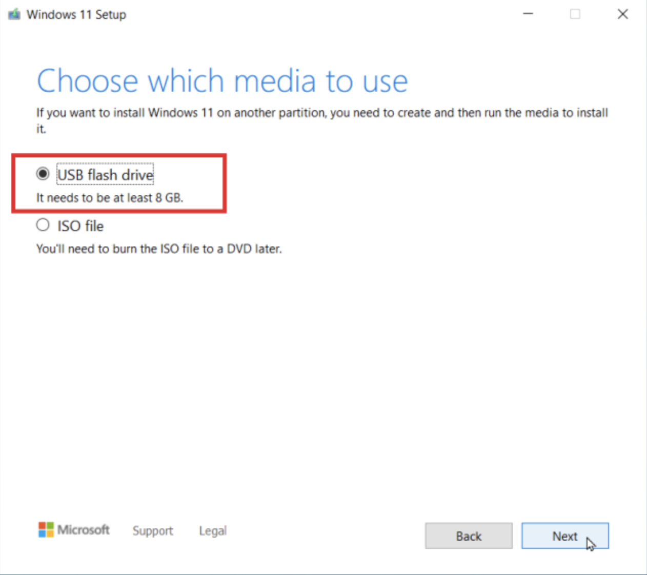  Creating a bootable USB with Media Creation Tool.