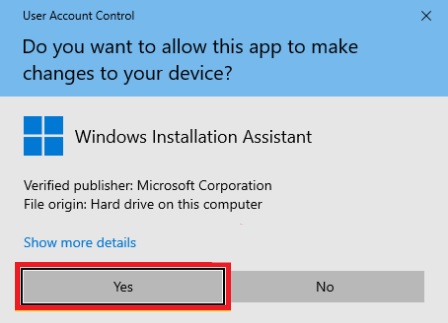 Click the Yes button
