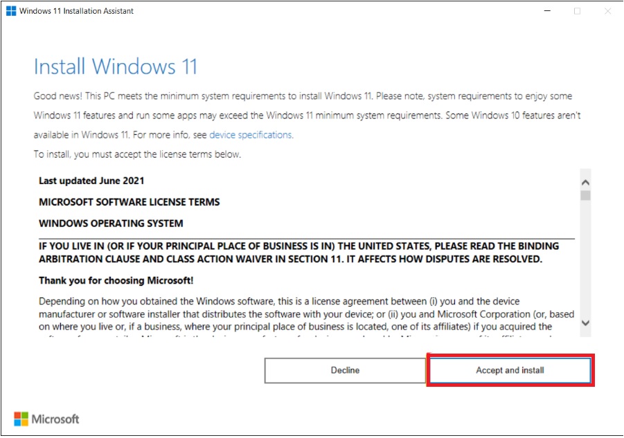 Accept the license agreement