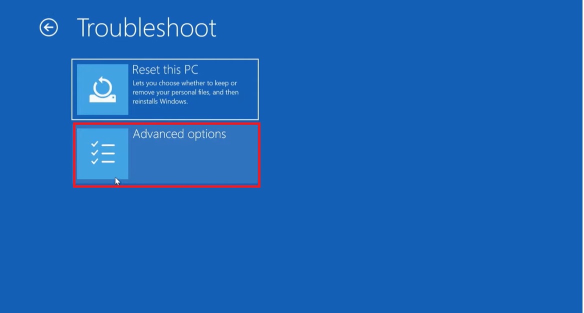 Select Advanced options