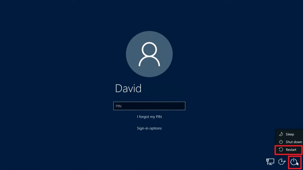 Restart from the login screen