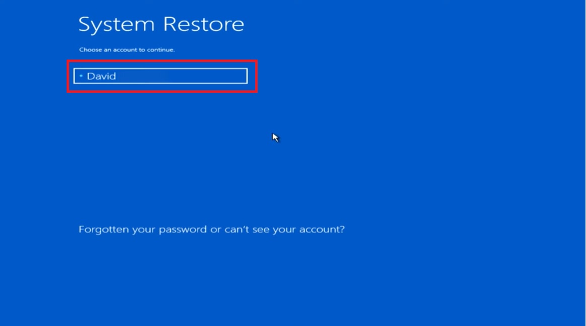 Select the user account