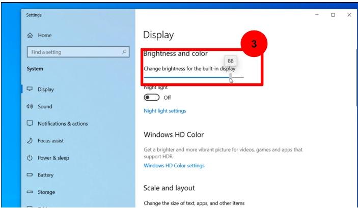 Accessing Brightness control slider